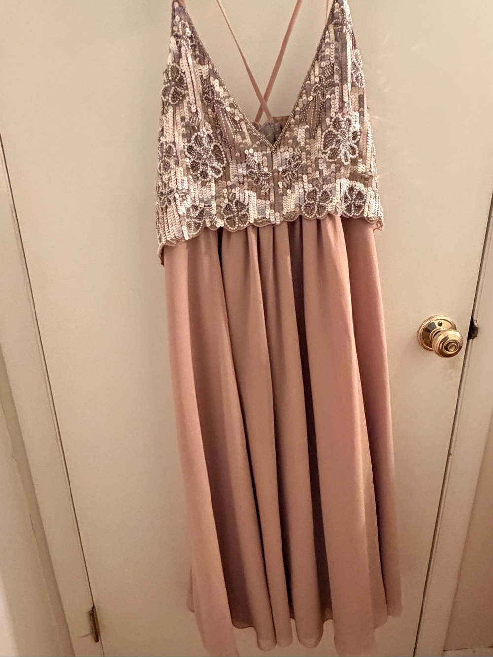ASOS Blush Pink Sequin Bodice Spaghetti Strap Dress